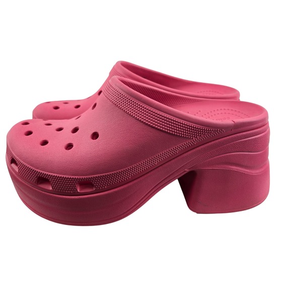 Crocs Classic Siren Platform Clogs Hyper Pink Womens 12 Mens 10 High Heel Mule - Picture 7 of 12